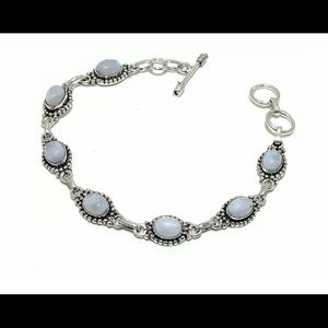 SOLD Rainbow Moonstone 925 Sterling Silver  Brace